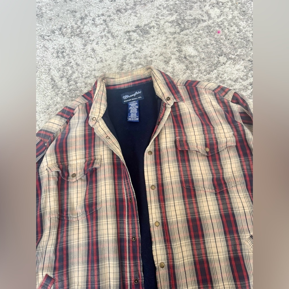 Wrangler Plaid Lined Shirt Jacket – Men’s XXL - Picture 3 of 5